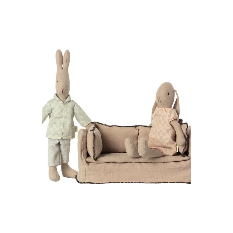 Miniature Sofa Sandfarvet M/ Sorte Kanter - Maileg