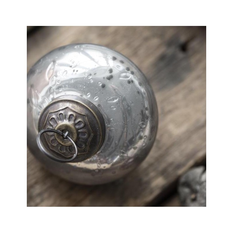 Julekugle løgformet glas sølv - Ib Laursen Dia: 6,3 cm