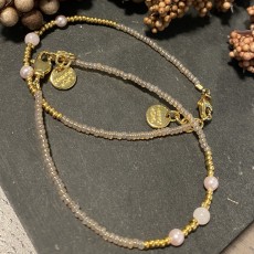 Armbånd - Friihof + Siig - Perler "mix guld og rosa perler"