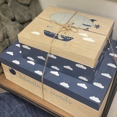 Opbevaringsæske m/ låg blå sæt á 2 stk - Bloomingville mini