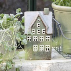 Hus t/ fyrfadslys "Nyhavn" - Ib Laursen - Gråt tag m/ 1 skorsten