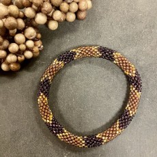 Nepali armbånd brun og lilla m/ guld mønster