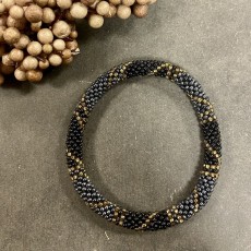 Nepali armbånd grå, brune & blå perler