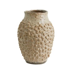 Vase "Norman" cremet brun m/ knopper - Nordal - H: 24 cm