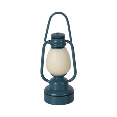 Miniature gulv lampe støvet blågrøn - Maileg - Rosa skærm m/ blomster
