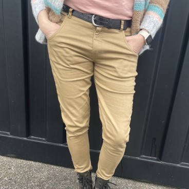 Bukser "Capri" khaki brun m/ stræk - Costamani
