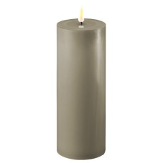 LED bloklys sandfarvet - Deluxe Homeart - Dia:7,5x20 cm