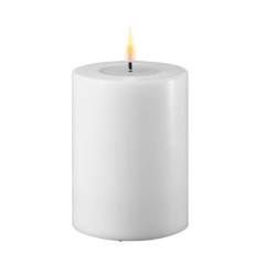 LED bloklys hvidt - Deluxe Homeart - Dia: 7,5x10 cm