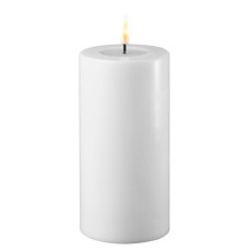LED bloklys hvidt - Deluxe Homeart - Dia: 7,5x15 cm