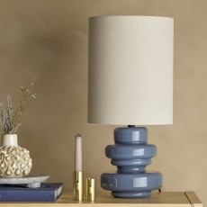 Bordlampe "Fabiola" blå m/ naturfarvet skærm - Bloomingville