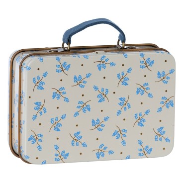 Metal kuffert "Madeline" creme m/ blå & guld blomster - Maileg