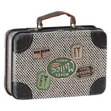 Metal kuffert "Travel" råhvid m/ rejsemærker - Maileg