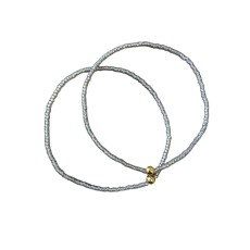 Armbånd - Friihof + Siig - Perler, grå m/ guld perle