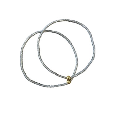 Armbånd - Friihof + Siig - Perler, grå m/ guld perle
