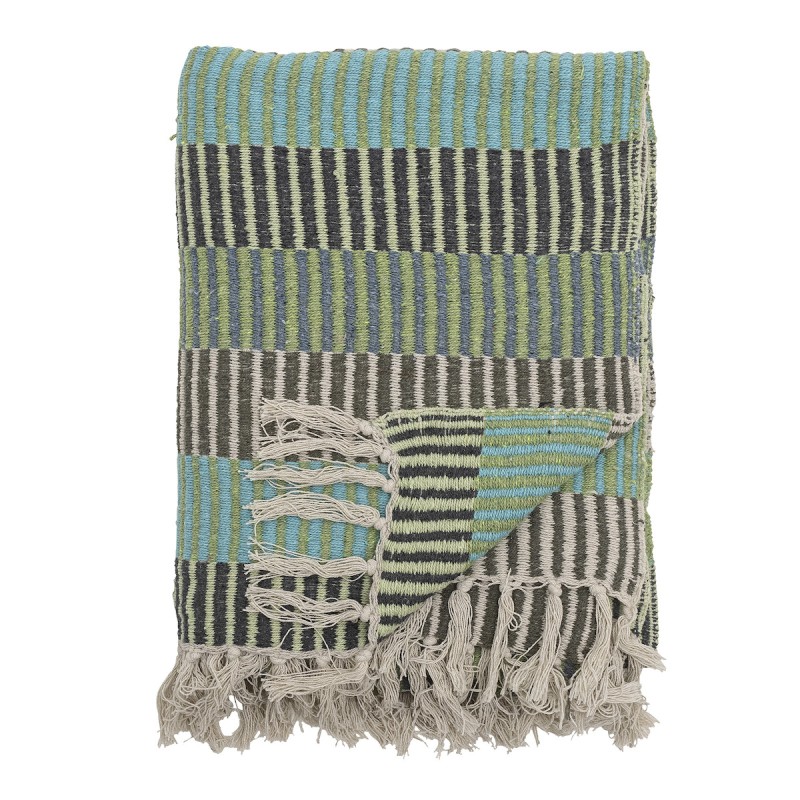 Billede af Plaid Isnel grønne, turkis & sand farver - Bloomingville 130x160