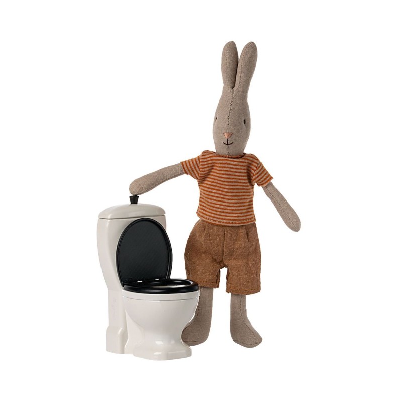Se Toilet m/ sort bræt & sæde til kaniner & Teddy bamser - Maileg hos Mostersskur.dk
