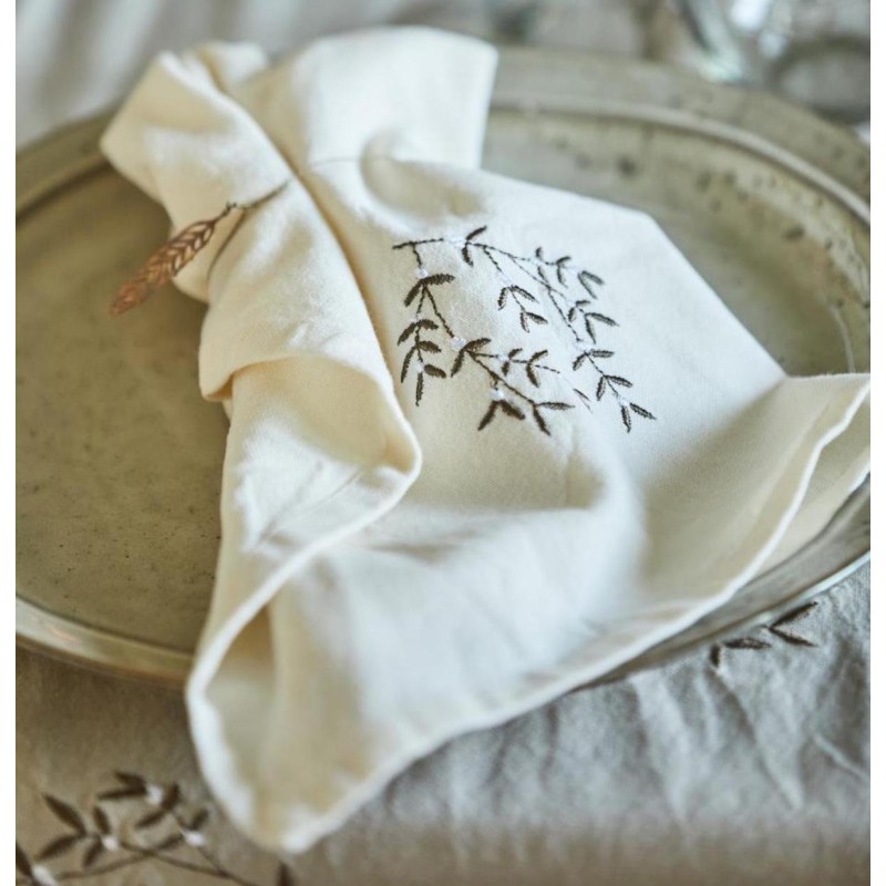 Billede af Stofserviet Tradition sandfarvet m/ mistelten - Ib Laursen