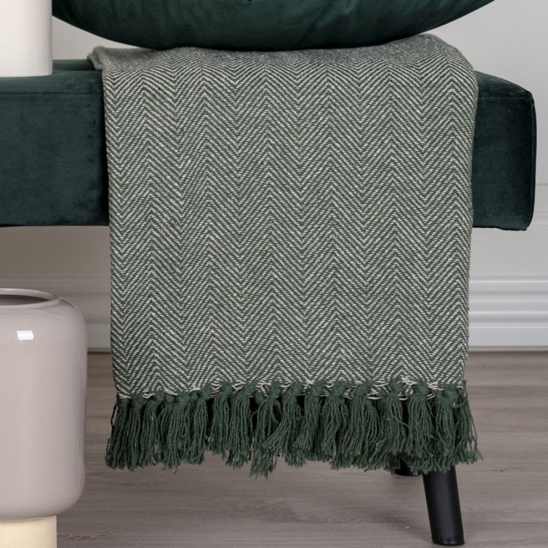 Billede af Plaid Cort grøn m/ zigzagmønster - House Nordic 130x160