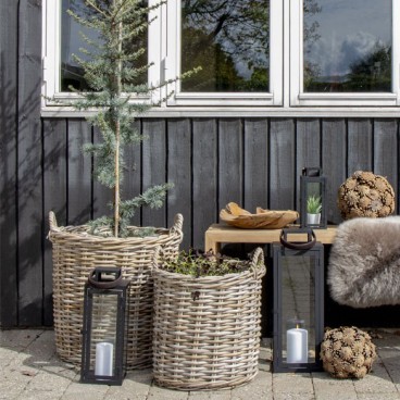 Kurve "Indo" runde m/ håndtag & plast - House Nordic - Sæt m/ 2 stk.