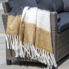 Plaid "Sintra" sort, hvid & brun - House Nordic 130x170