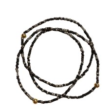 Armbånd Unika - Friihof + Siig m/ sorte, grå og guld perler