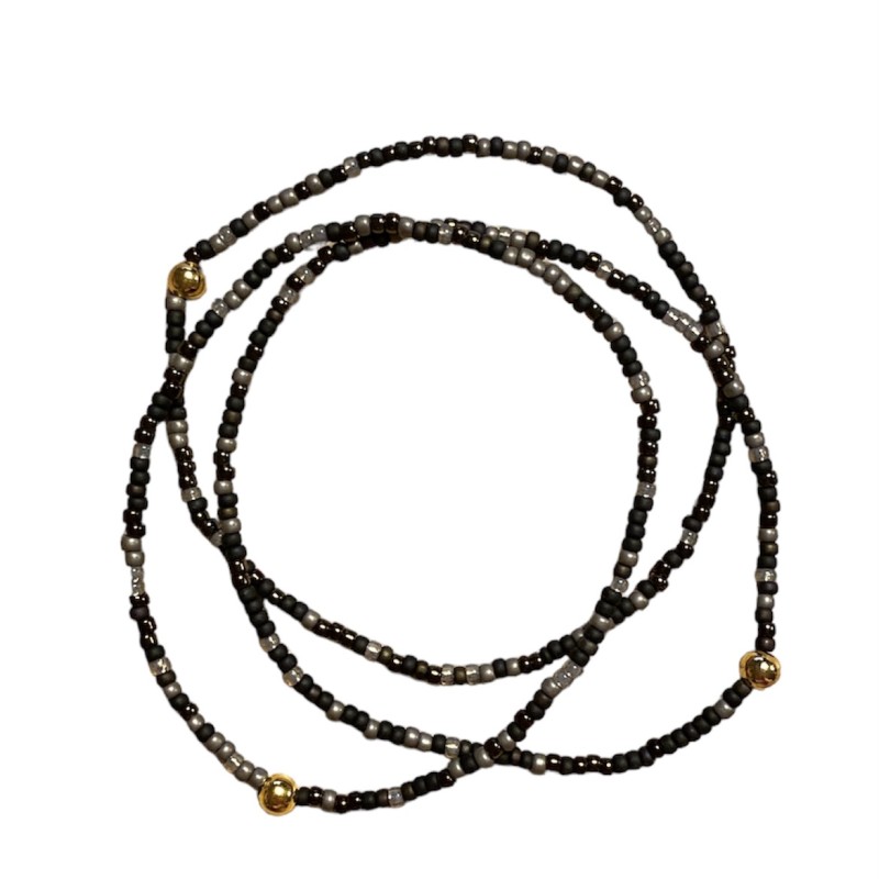 8: Armbånd Unika - Friihof + Siig m/ sorte, grå og guld perler