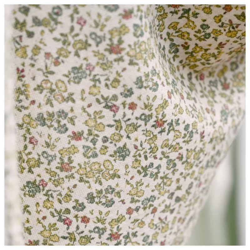 Billede af Viskestykke Eva naturfarvet m/ blomster - Ib Laursen 50x70