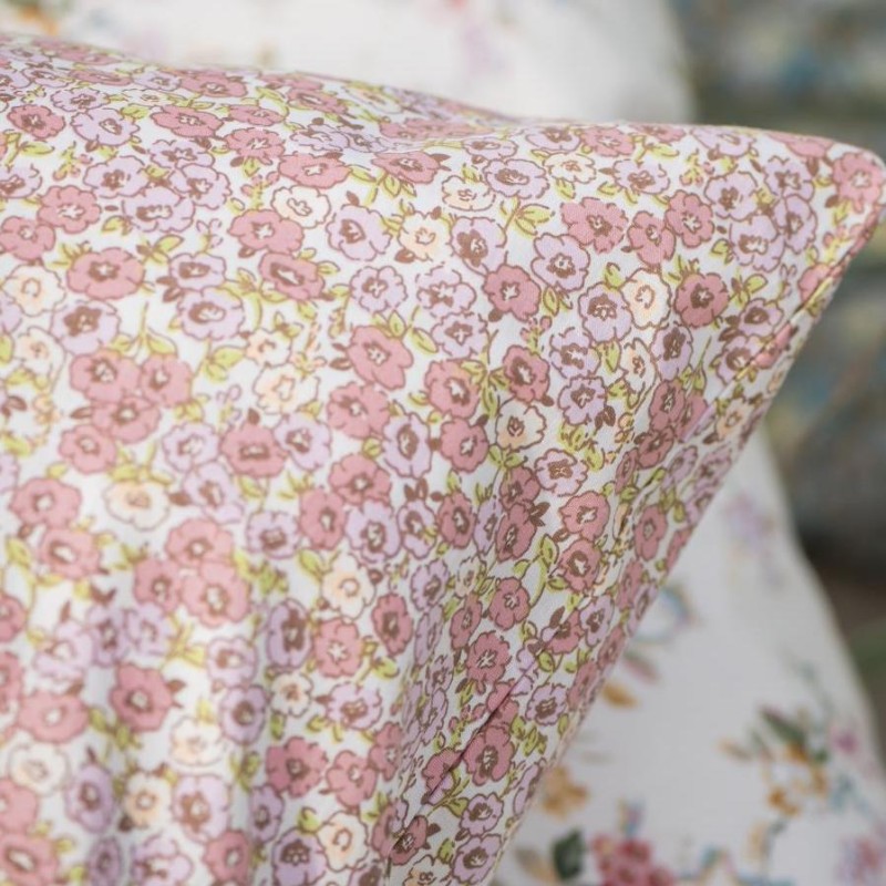 Billede af Pudebetræk m/ rosa blomster og grønne blade - Ib Laursen 60x60