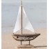 Træskib "Nautico" m/ sejl og hvidt skrog - Ib Laursen H: 40,5 cm