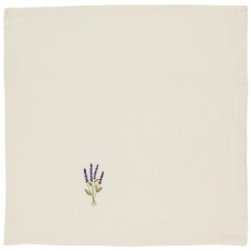Stofserviet "Flora" råhvid m/ brodert lavendel - Ib Laursen