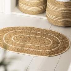 Dørmåtte oval natur m/creme striber - Ib Laursen 55x75