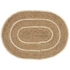 Dørmåtte oval natur m/creme striber - Ib Laursen 55x75