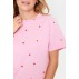 T-shirt "DagniSZ" lyserød m/ røde hjerter - Saint Tropez