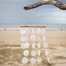 Vindspil m/ strandskaller 5 rækker hvid - Ib Laursen L: 28,5