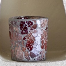 Fyrfadsstage rosa "Evalyn" mosaik glas  - Bloomingville H: 7