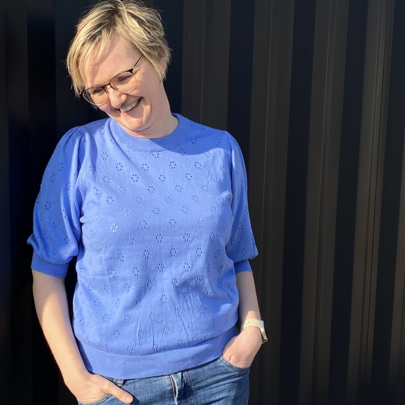 Bluse Blå Korte ærmer Hul Mønster   Doonysz  Saint Tropez