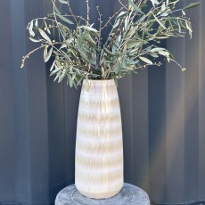 Vase / gulvvase "Kjeld" m/ ringe i brune & hvide toner- Bloomingville H: 40,5