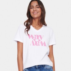 T-shirt "ElkeSZ" hvid m/ pink tekst - Saint Tropez