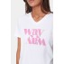 T-shirt "ElkeSZ" hvid m/ pink tekst - Saint Tropez