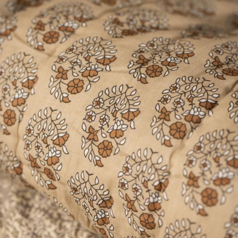 Billede af Bomulds Quilt / Vattæppe Agnes m/ beige/brun mønster - Ib Laursen 130x170