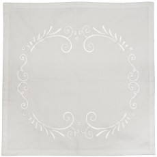 Stofserviet / brødserviet hvid m/ broderi - Ib Laursen 40x40