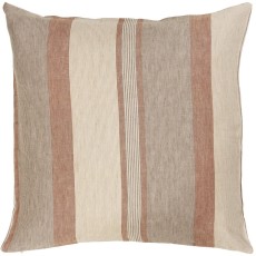 Pudebetræk beige hør m/ brune og rustfarvede striber - Ib Laursen 50x50