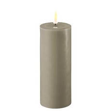 LED bloklys sandfarvet - Deluxe Homeart - Ø:5x12,5 cm