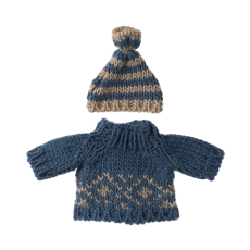Strikket sweater og hue t/ far mus - Maileg
