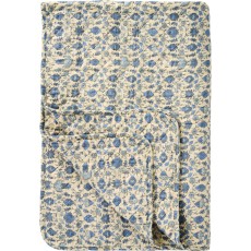 Quilt / Vattæppe naturfarvet m/ blåt mønster- Ib Laursen 130x180