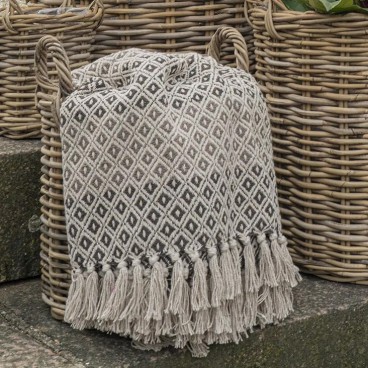 Plaid "Alanya" brun, beige & hvidt mønster - Ib Laursen 130x180