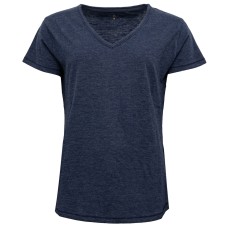 T-shirt m/ v-hals & logo klar blå - Costamani