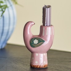 Lysestage "Trudy" rosa fugl - Bloomingville H: 12,5