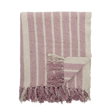Plaid "Monta" m/ rosa striber - Bloomingville 130x160