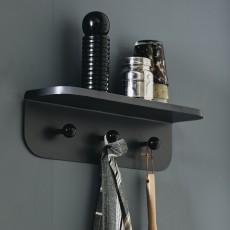 Hylde m/ 3 knager "Turda" mørkegrå - Nordal - L: 45 cm